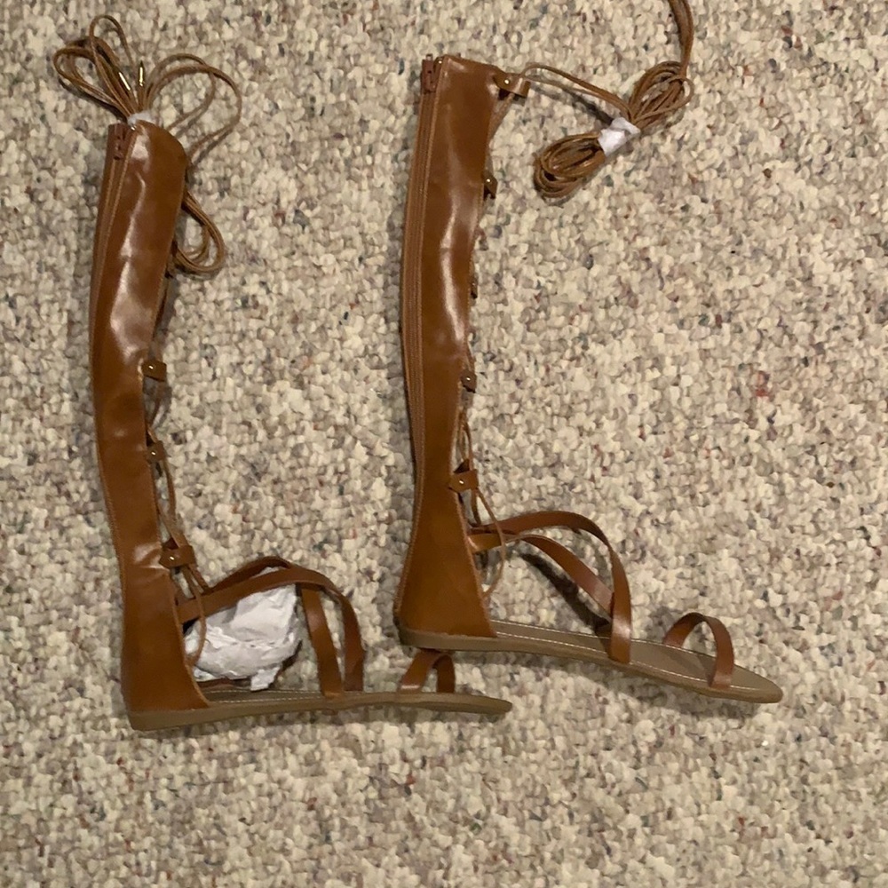 Brown zipper flats